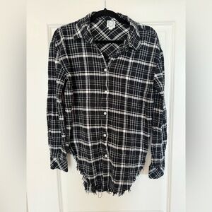 Black and White Plaid Button-Up Shirt